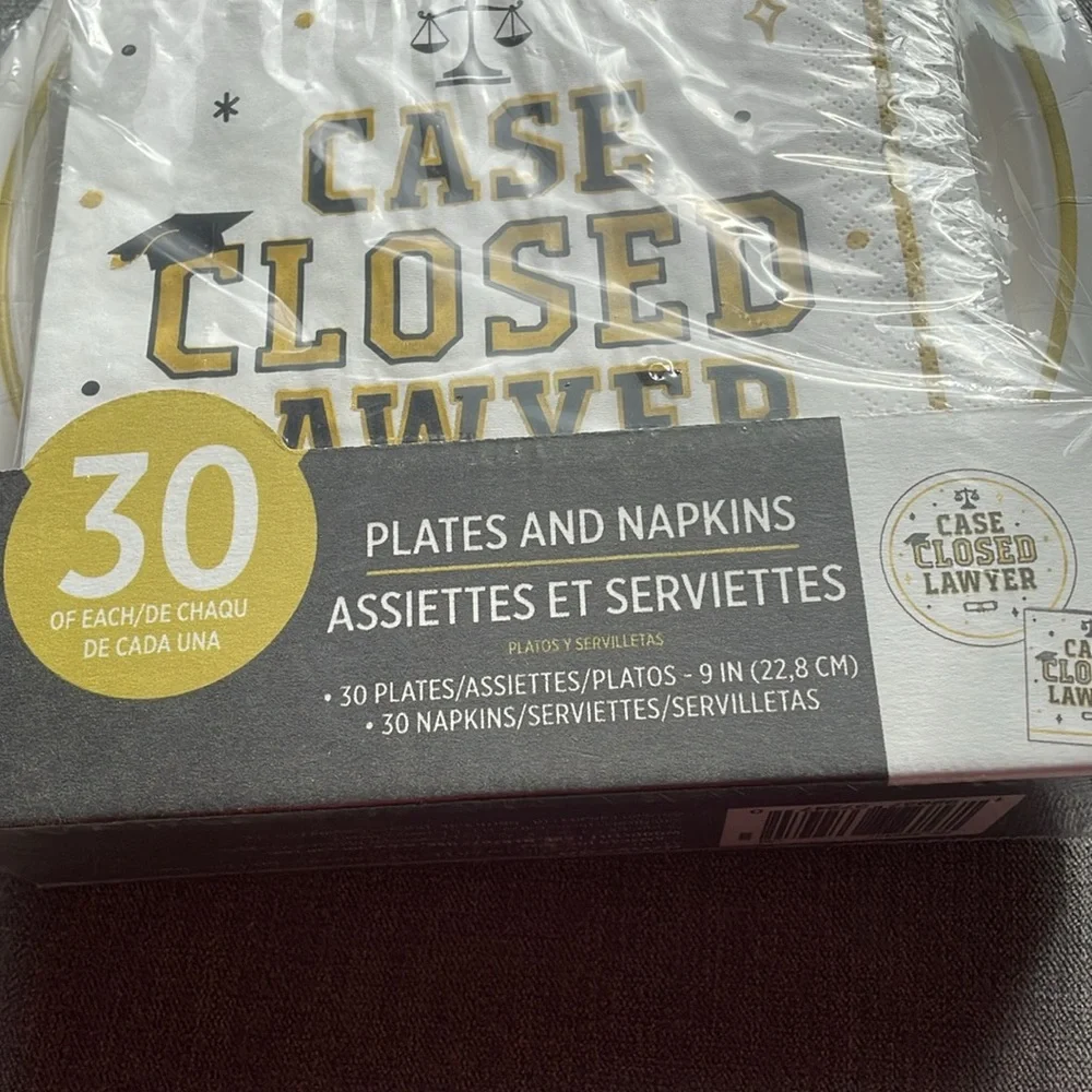 Law School Graduation Plates and Napkins Set - Case Closed Lawyer - Grad Party